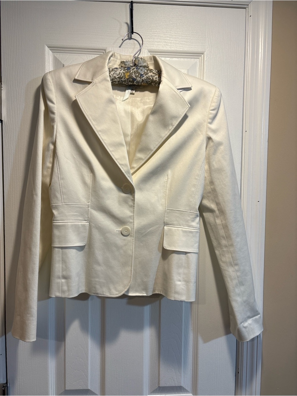 Casual Corner Stretch White Blazer Jacket Size 4 Career Office Chic - Picture 2 of 4